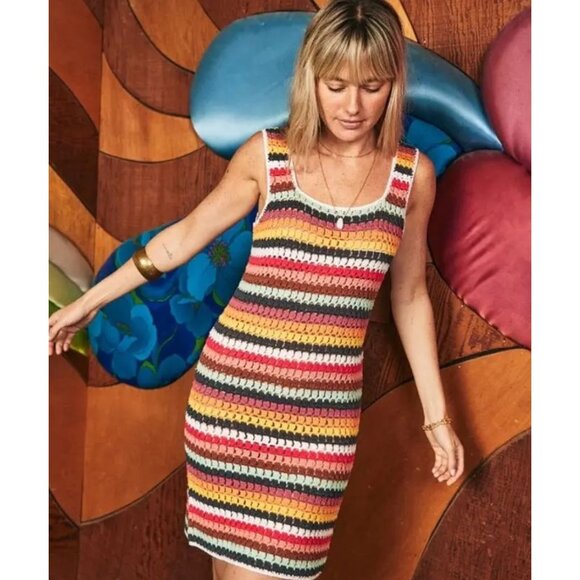 NWT Marine Layer Fiona Crochet Dress Multi Stripe L Hard to Find MSRP$228 - Picture 10 of 17